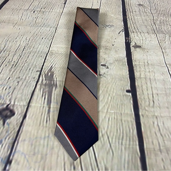 Briar silk stripe tie handmade navy gray - Picture 5 of 5